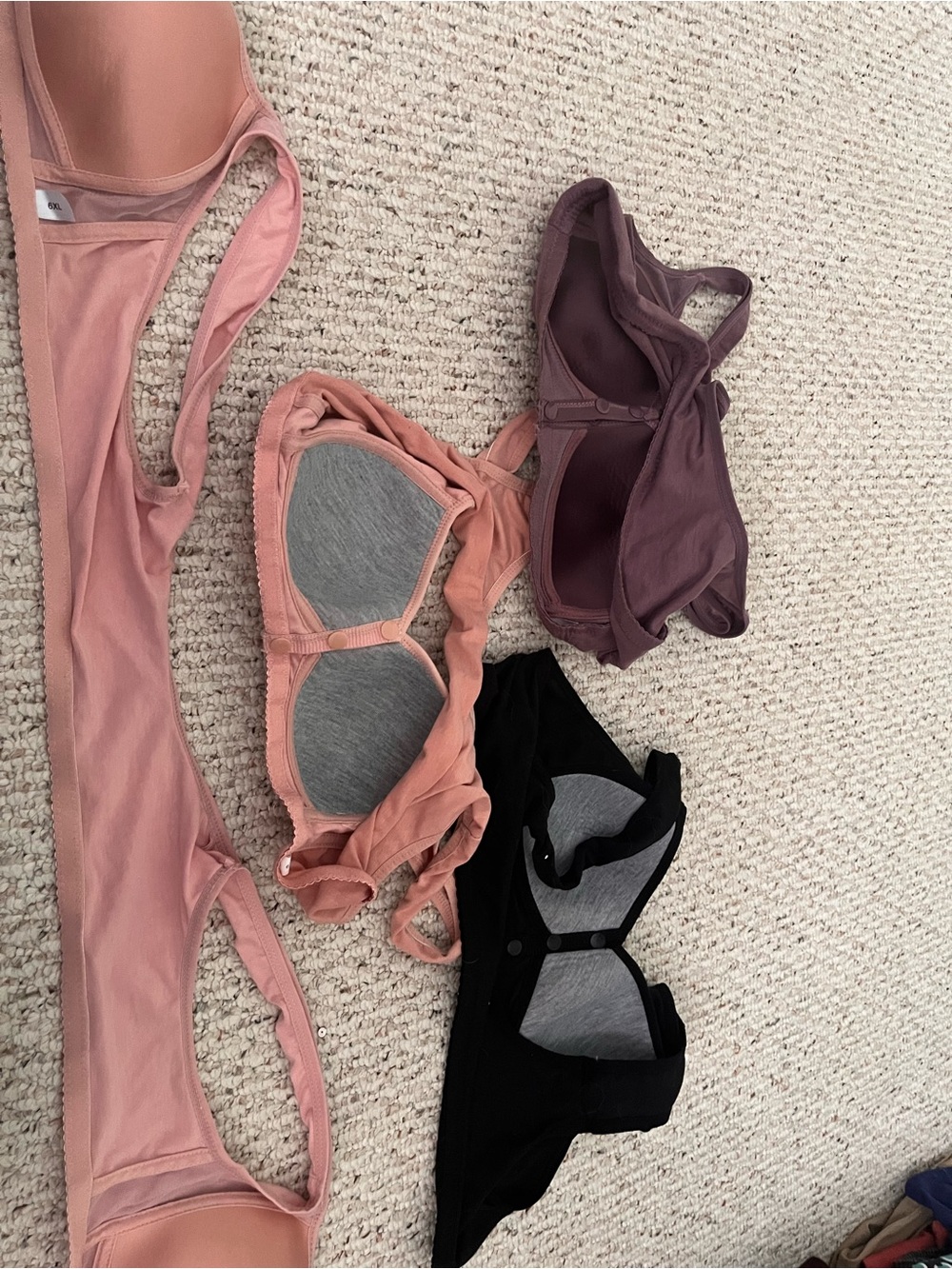 Set 4 Daisy Floral Wireless Bras Front Snap 6xl DD? 45-53 Bust Pink Black Purple - Picture 5 of 7